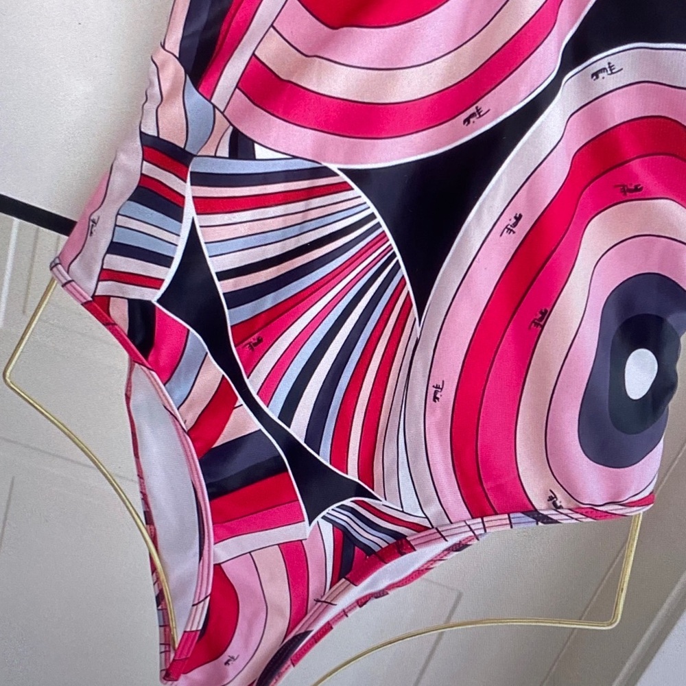 Emilio Pucci Pink Black Multicolor Graphic Print Bodysuit - Picture 3 of 10